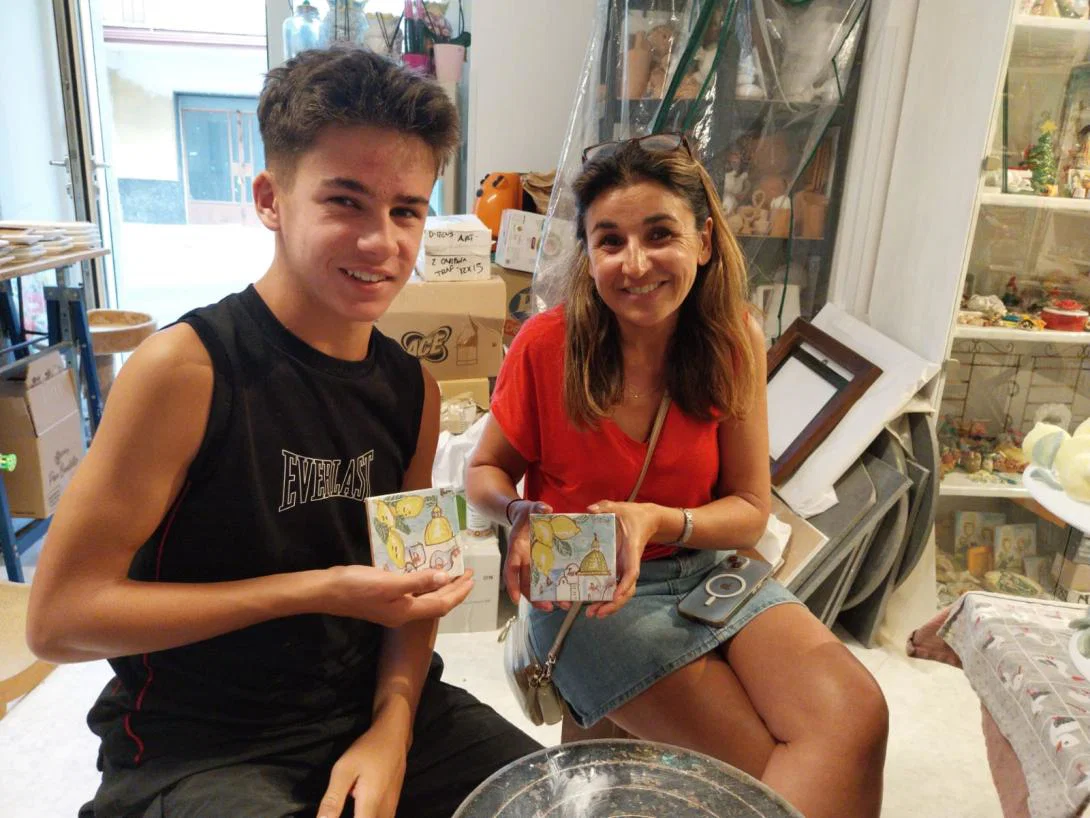 A family pottery painting in Italy