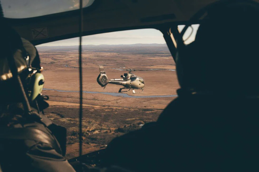 Helicopter in flight