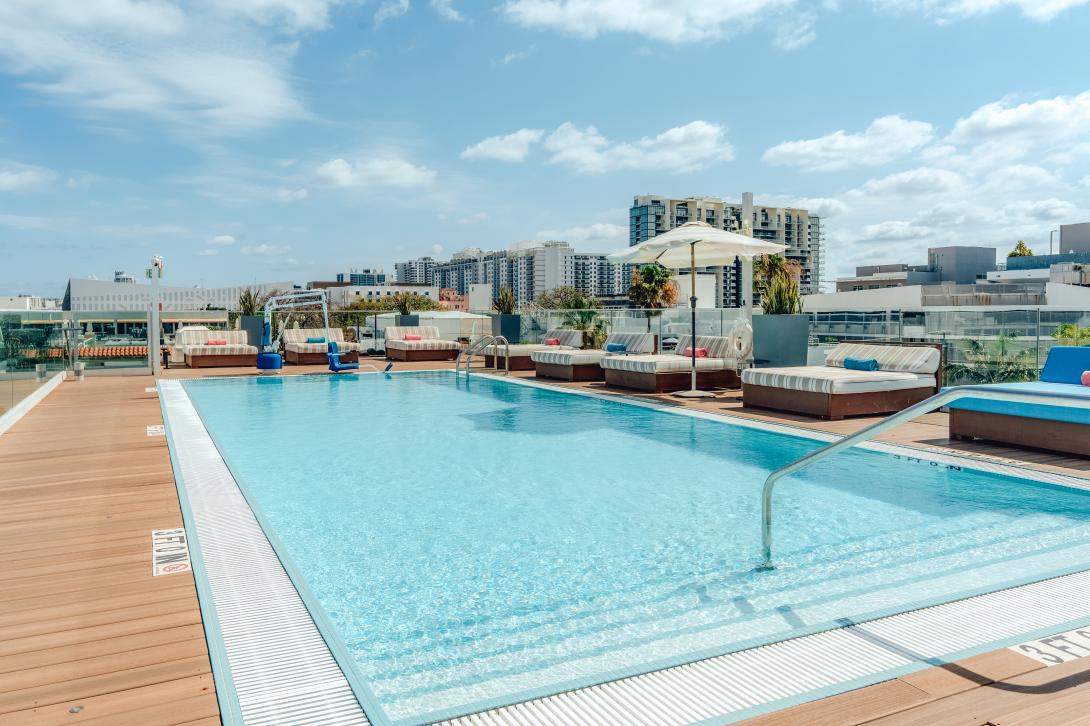 The rooftop pool at Iberostar Waves Miami Beach