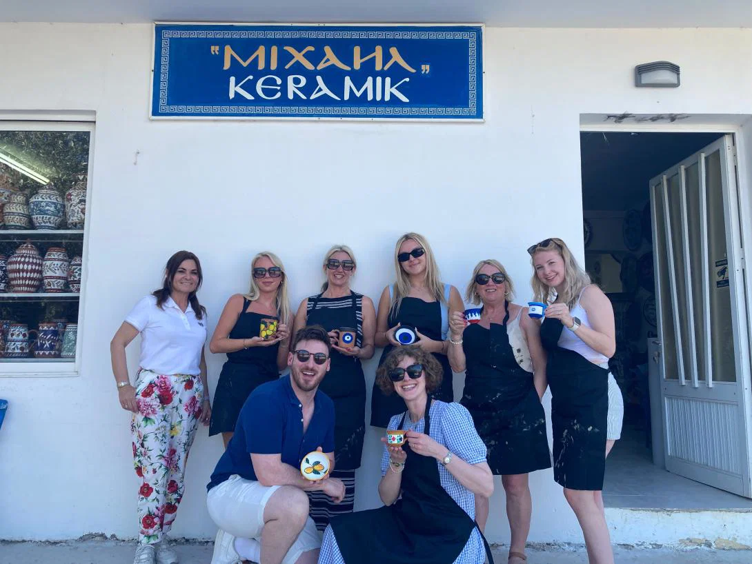 The group with their painted pottery