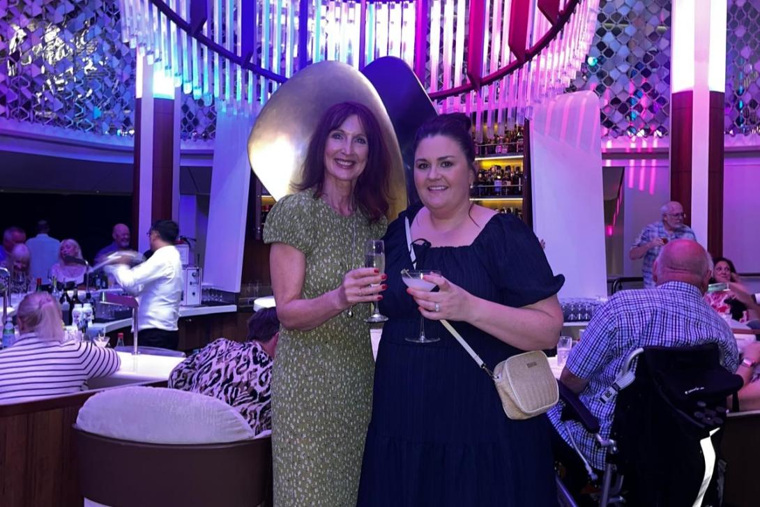 Eleanor Roche, Travel Counsellors Two women holding a drink and posing for a photo