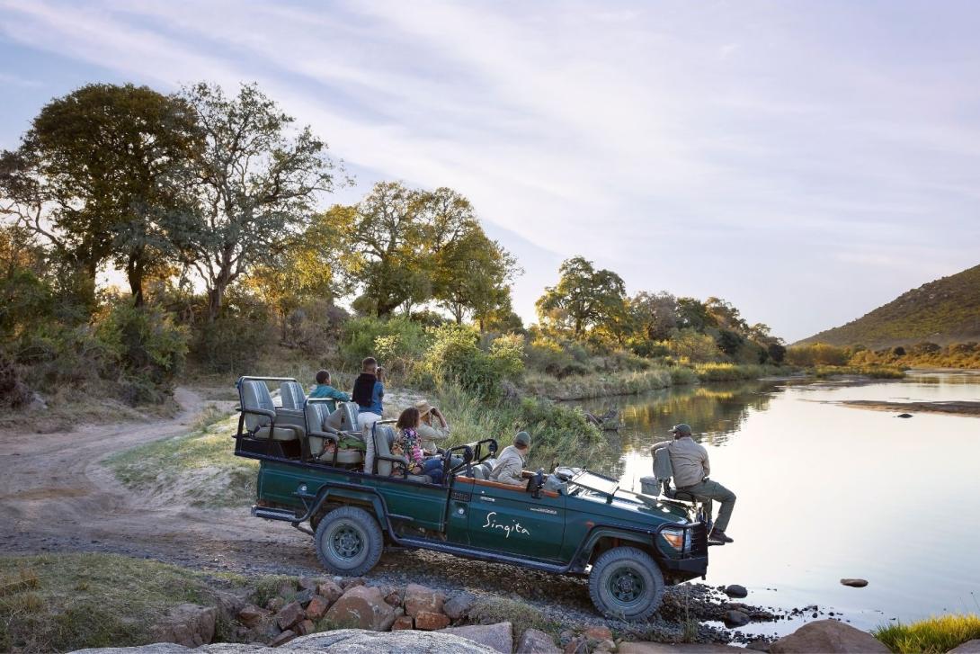 Jeep on game drive in South Africa