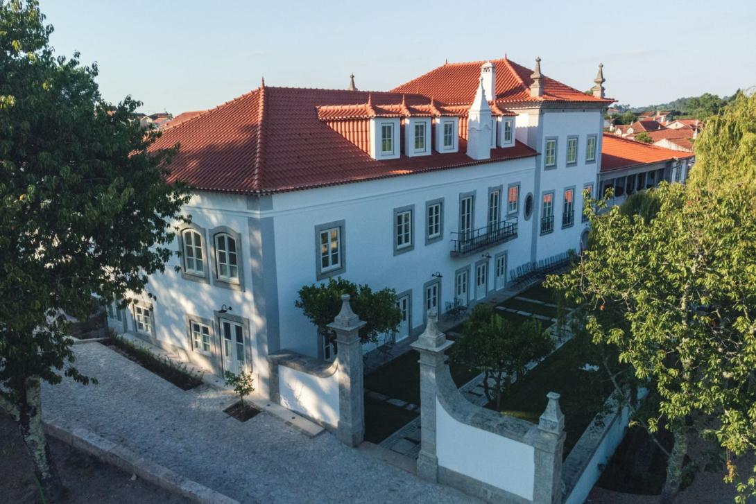 Historic white manor hotel in Portugal