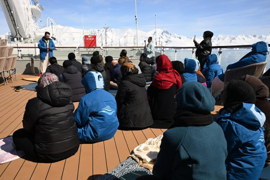 Dedicated outdoor area for Friday prayers onboard Ocean Albatross cruise ship Dedicated outdoor area for Friday prayers onboard Ocean Albatross cruise ship