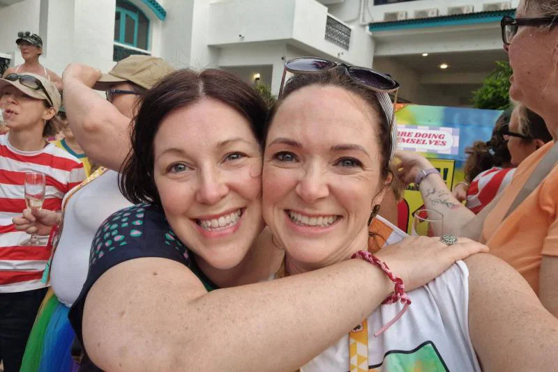 Jo and sister Lisa at the end of the finish line Jo and sister Lisa at the end of the finish line