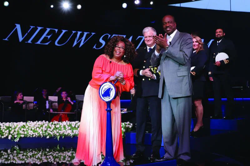 Ashford with Nieuw Statendam godmother Oprah Winfrey at the ship’s naming ceremony