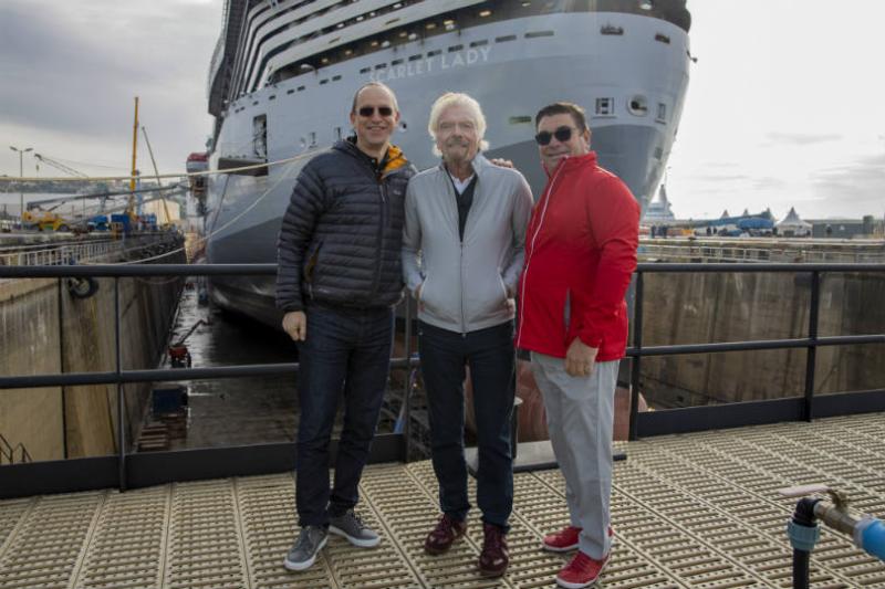L-R: Shai Weiss, Richard Branson and Tom McAlpin outside Scarlet Lady