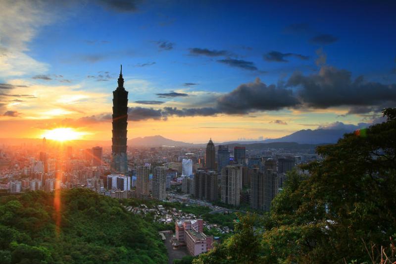 The skyline of Taipei, capital of Taiwan