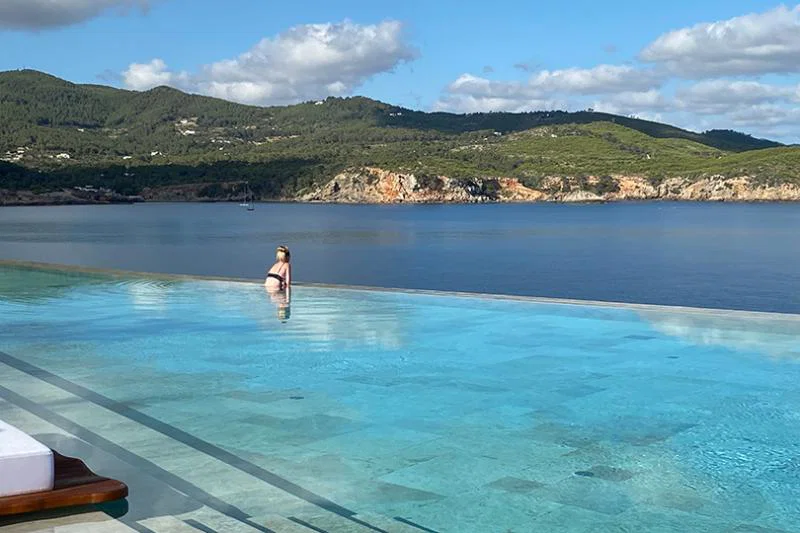 Carrier's Amy Davidson enjoys the view from Six Senses Ibiza on the fam trip