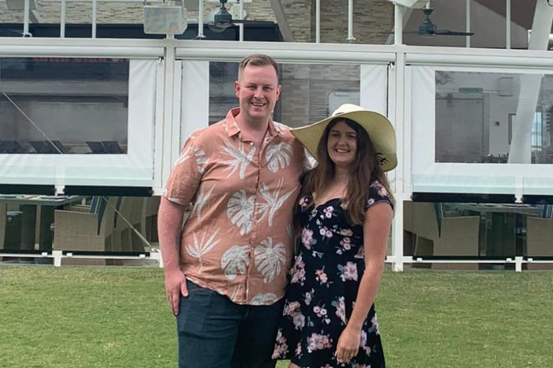 Natasha and Marc celebrating their honeymoon at The Lawn Club onboard Celebrity Silhouette