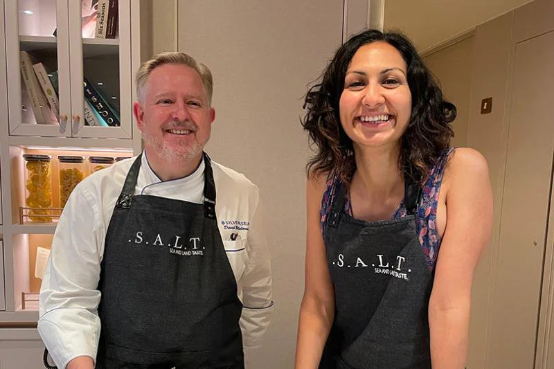 Silversea's David Bilsland and food writer Yasmin Khan
