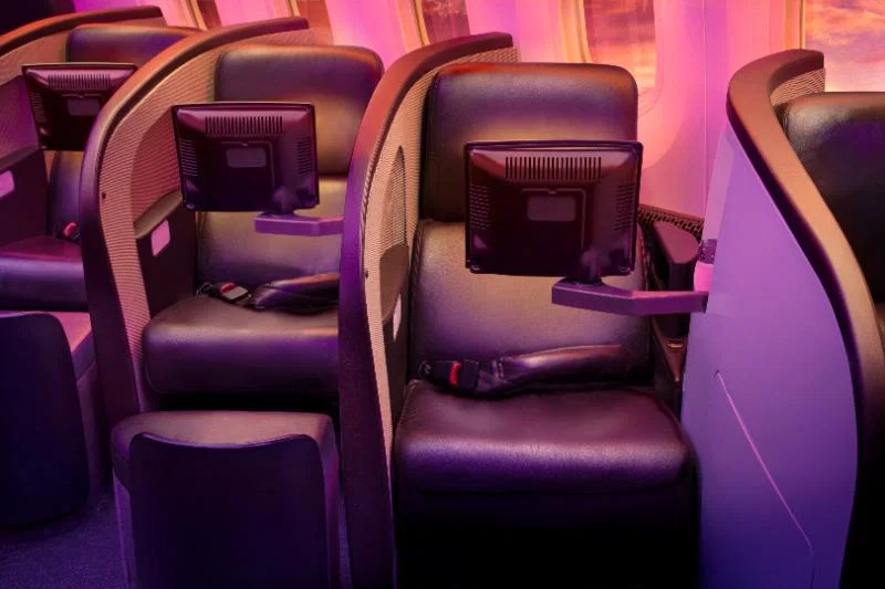 The Upper Class lounge onboard Virgin Atlantic offers spacious and private seating