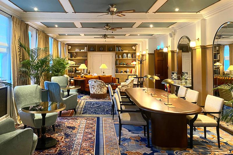 The Palm Court is a lounge-meets work space at The Relais, Henley