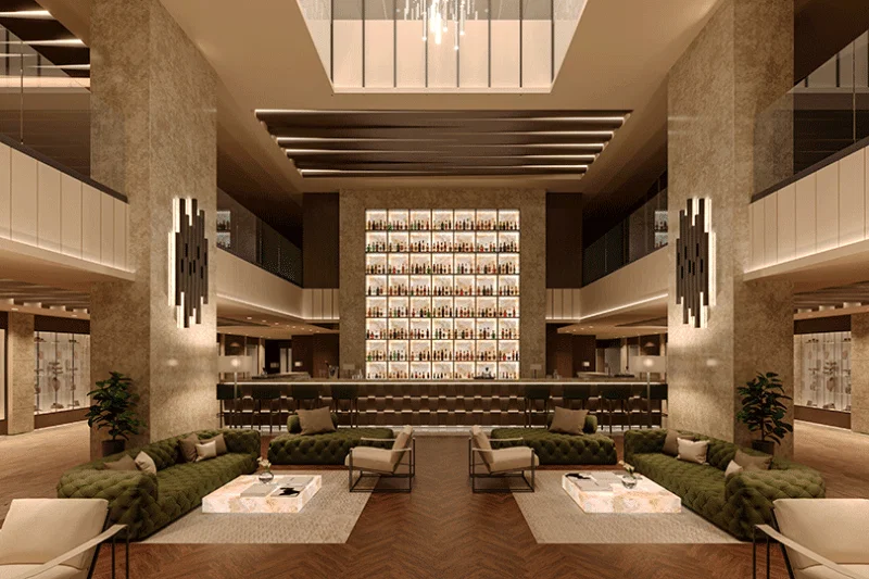 The lobby of EXPLORA I, where modern design will set the ships apart