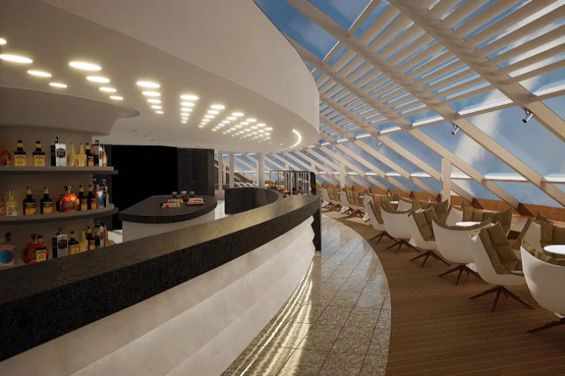 The bar area in the vessel's Yacht Club