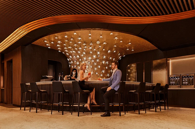 The Lalique-jewelled bar is a key feature of the SilverKris First Class Lounge
