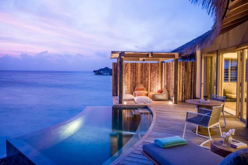 An overwater pool villa
