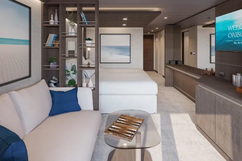 A 420-square-foot ocean grand terrace suite