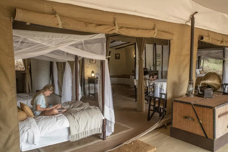 Cottar's Safaris offers three family tented suites, each with bathroom and living room