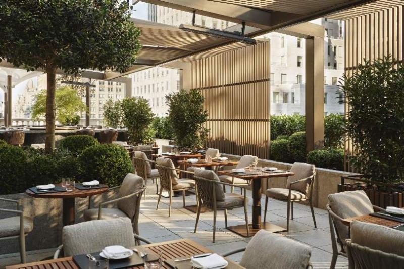The year-round Garden Terrace will feature fire pits and water features. Image courtesy of Aman