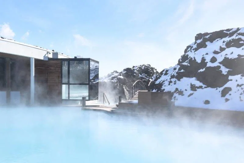 The water in the lagoons is kept at a constant 38C, whatever the outside temperature