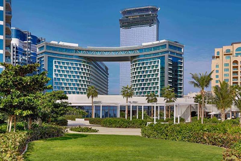 Many rooms offer views of the Dubai Marina skyline and Arabian Gulf