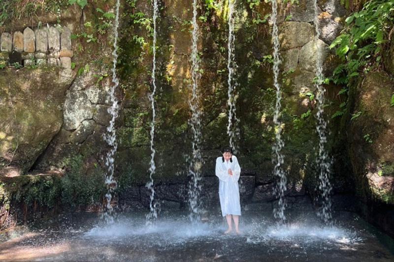 Japanese waterfall meditation