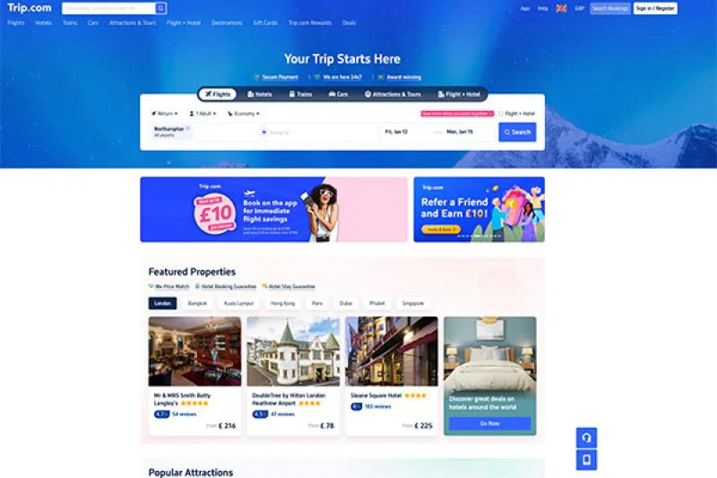 Trip.com offers breaks across the UK and beyond