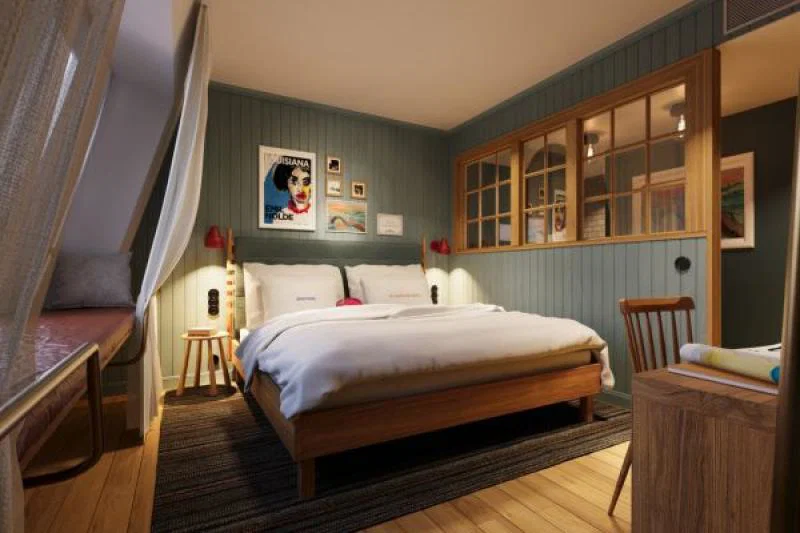 Hotel Paper Island's guest rooms are inspired by Scandinavian design