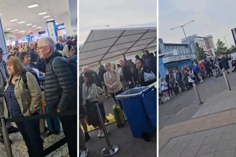 Agent's video shows Birmingham airport security queue snaking out of terminal
