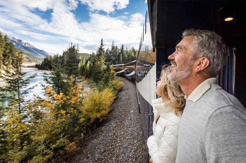 Trains including the Rocky Mountaineer are available through Railbookers